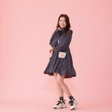 High Collar Satin Dress - MAISON MARBLE