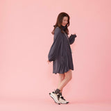 High Collar Satin Dress - MAISON MARBLE