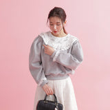 Lace Frill Sweater - MAISON MARBLE