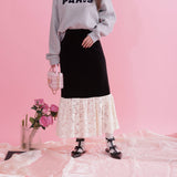 Velour Lace Skirt - MAISON MARBLE