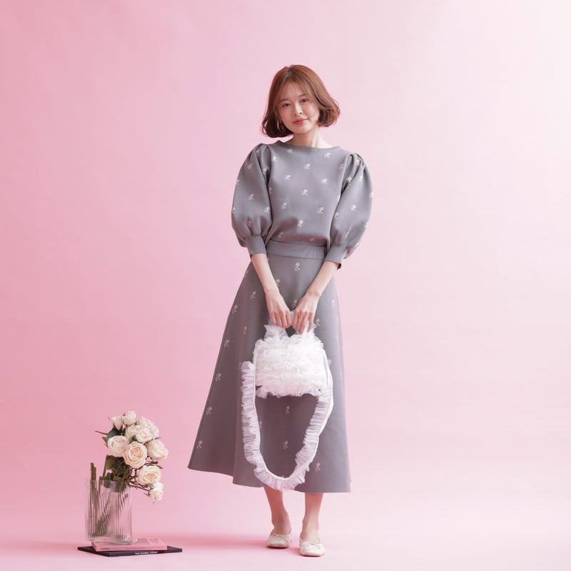 Rose Jacquard Knit Top