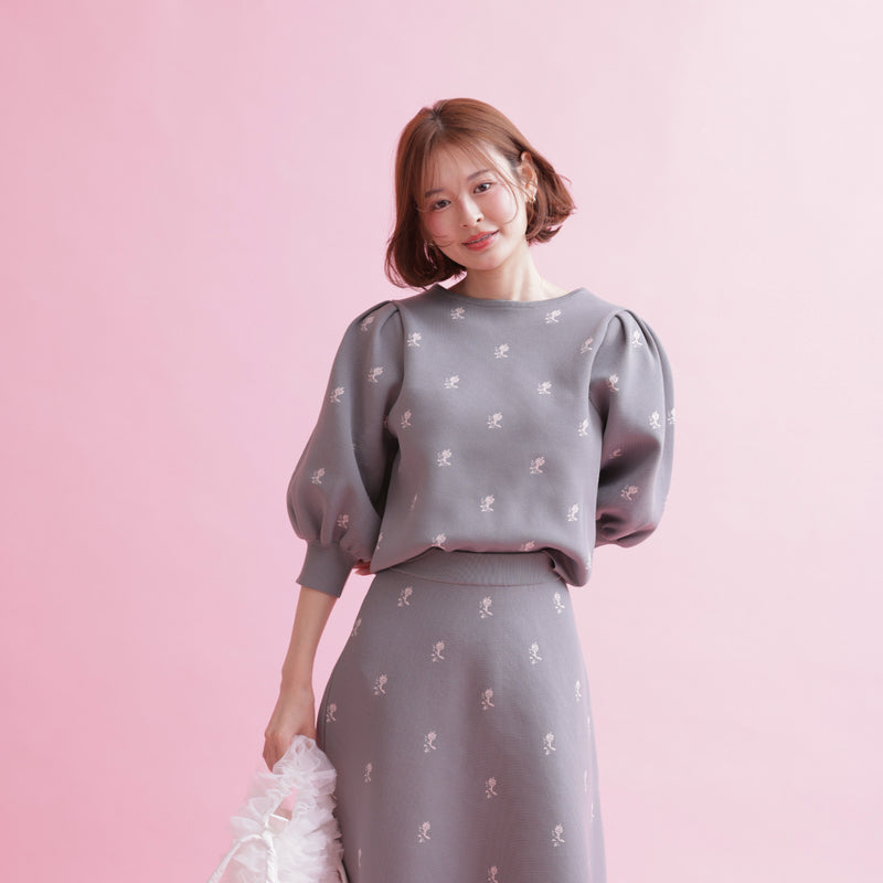Rose Jacquard Knit Top
