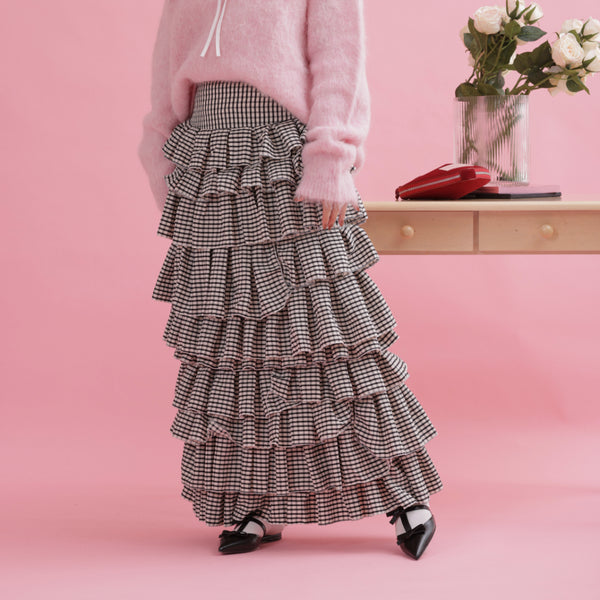 Tiered Gingham Skirt