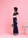 Frill Collar Rib Knit