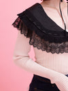 Frill Collar Rib Knit