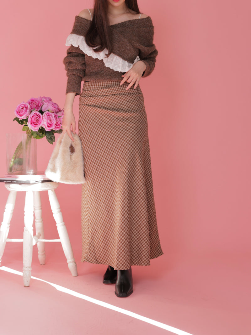 Drape Check Skirt