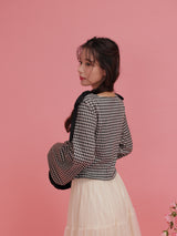 Gingham Ribbon Long Tops