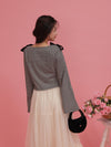 Gingham Ribbon Long Tops