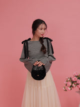 Gingham Ribbon Long Tops