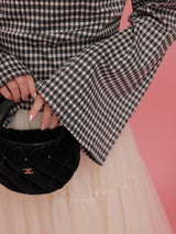 Gingham Ribbon Long Tops