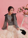 Gingham Ribbon Long Tops