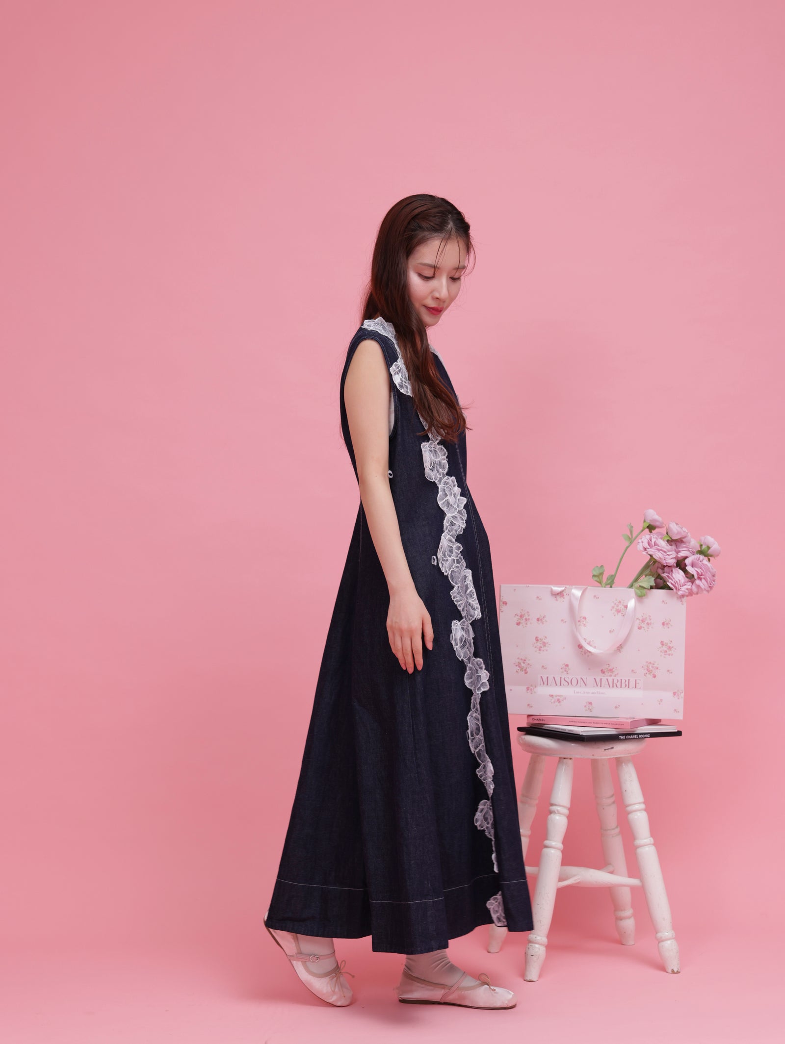 再販】Fleur Denim Dress – MAISON MARBLE