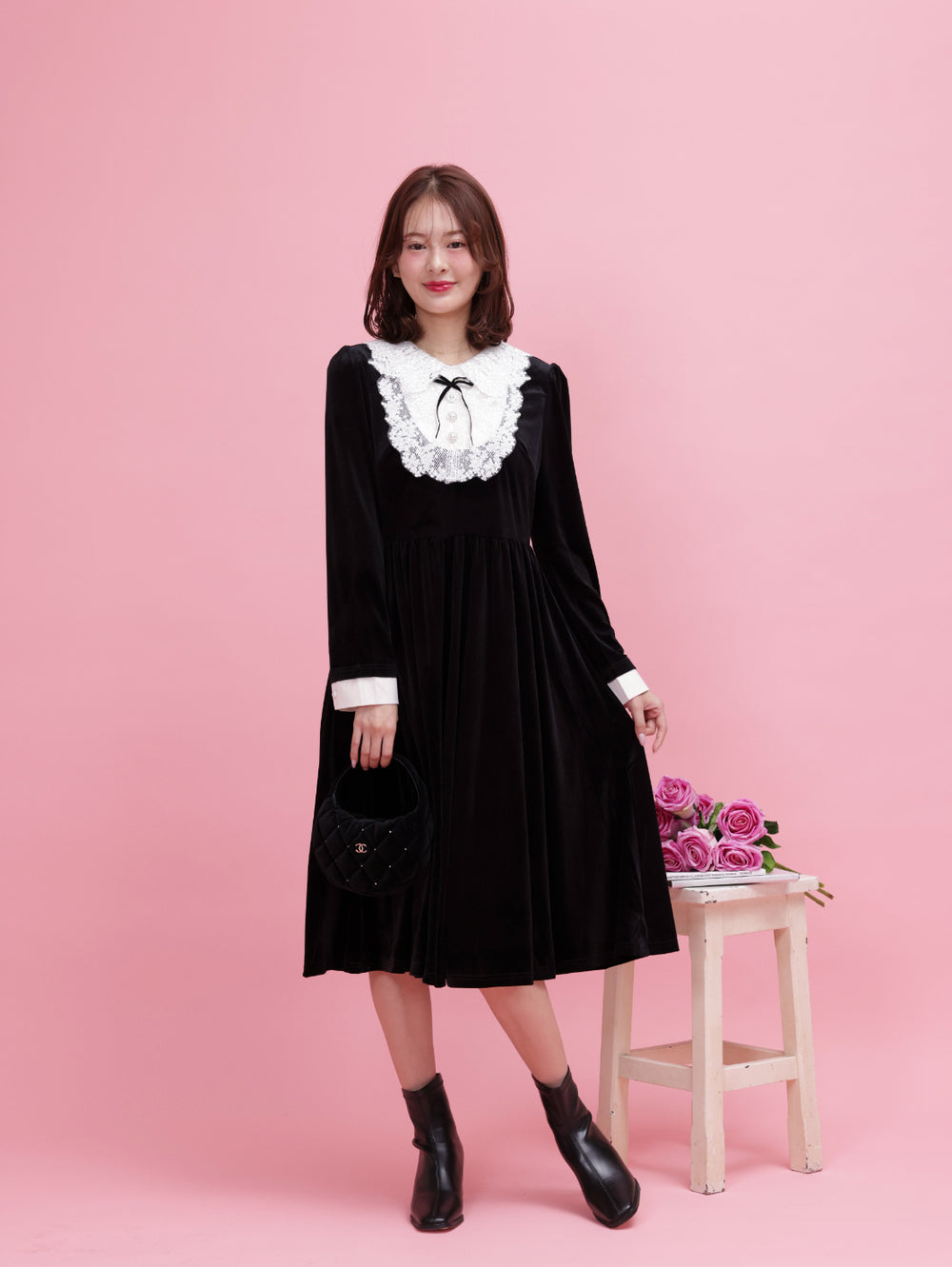 再販】Crystal Collar Velour Dress – MAISON MARBLE