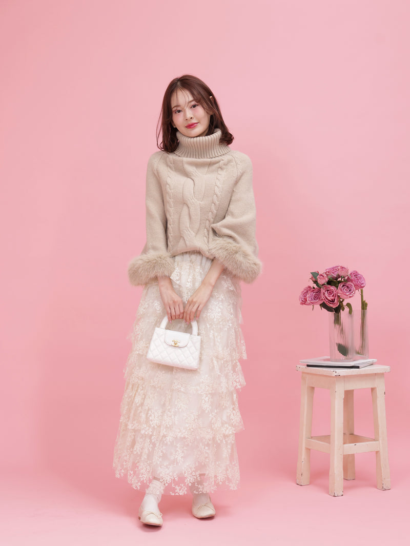 Flower Lace Tiered Skirt