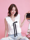 Ribbon White Blouse