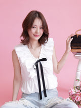 Ribbon White Blouse