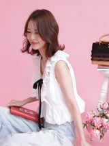 Ribbon White Blouse
