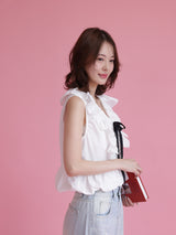 Ribbon White Blouse