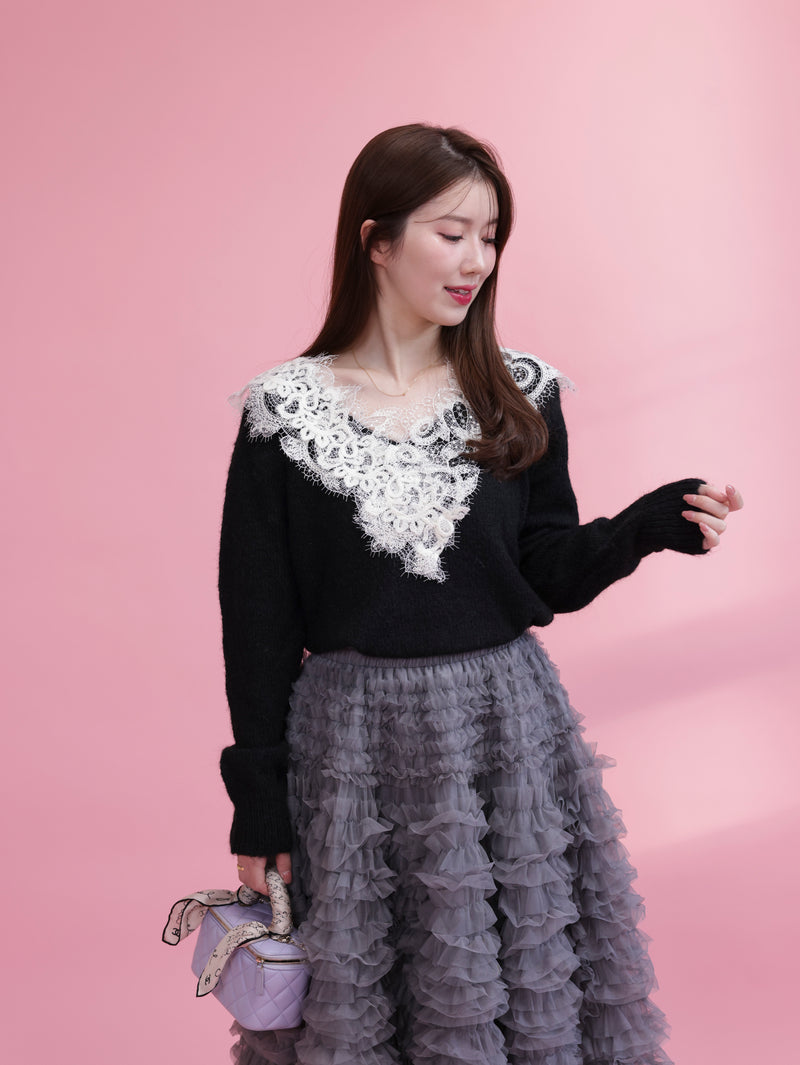 Glitter Lace V Knit