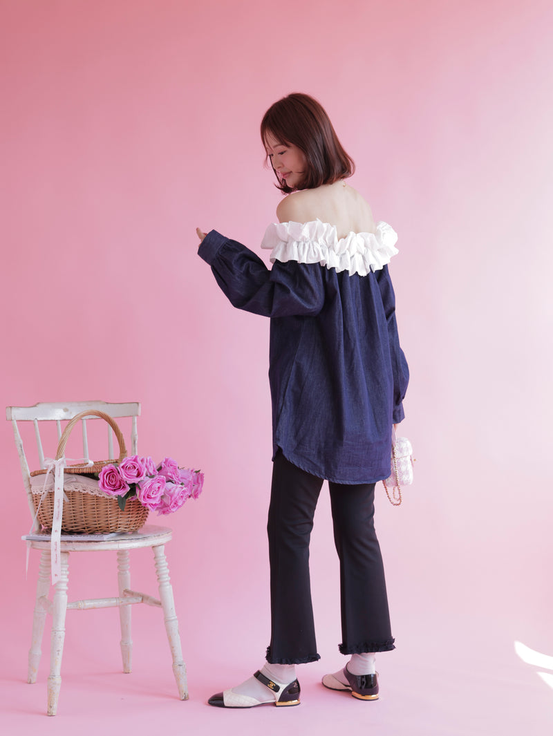 Denim Frill Tops