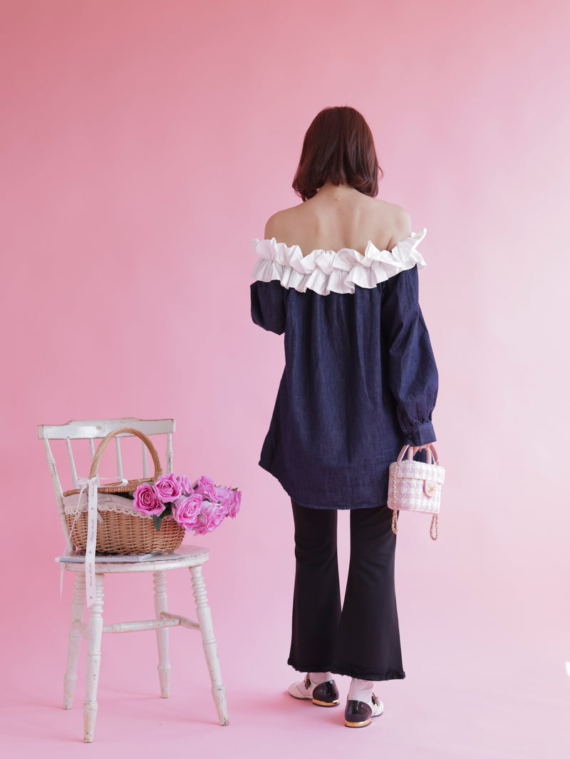 Denim Frill Tops