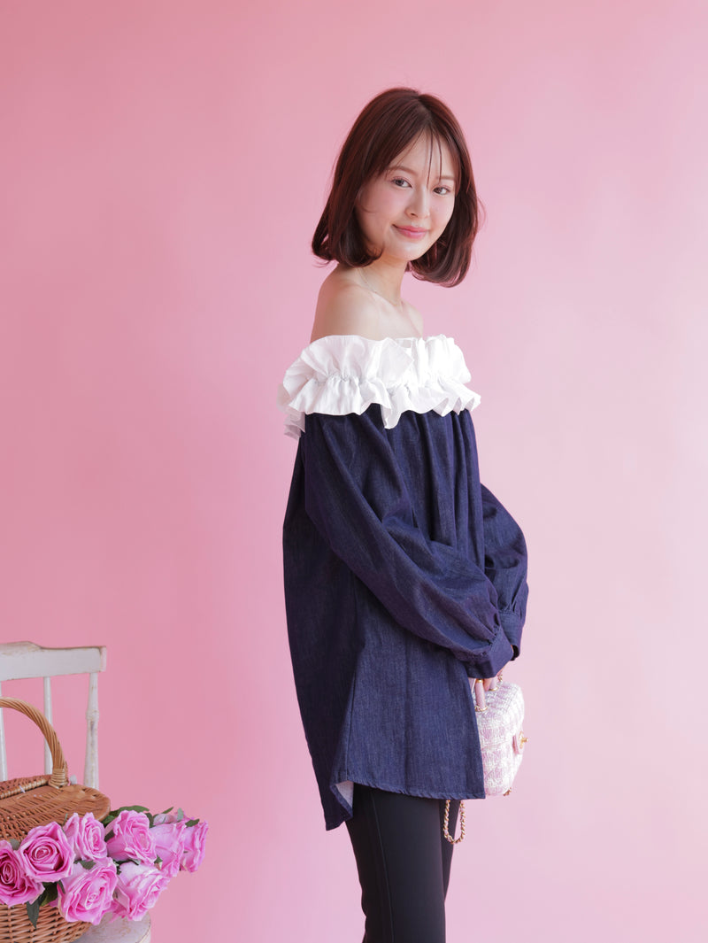 Denim Frill Tops