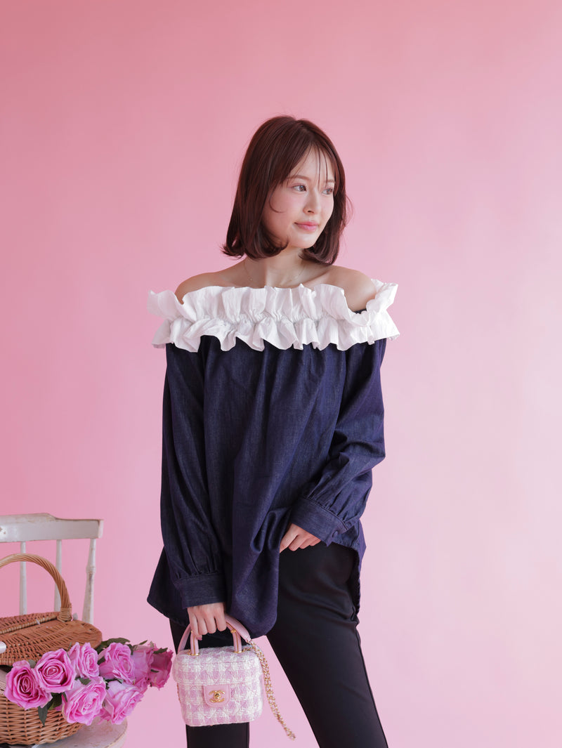 Denim Frill Tops