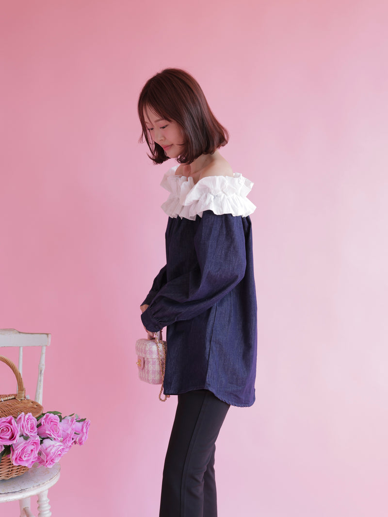 Denim Frill Tops