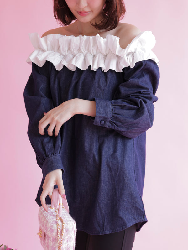 Denim Frill Tops