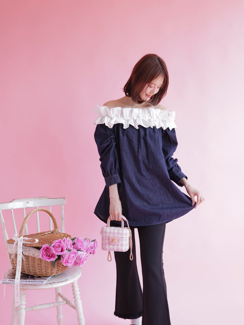Denim Frill Tops