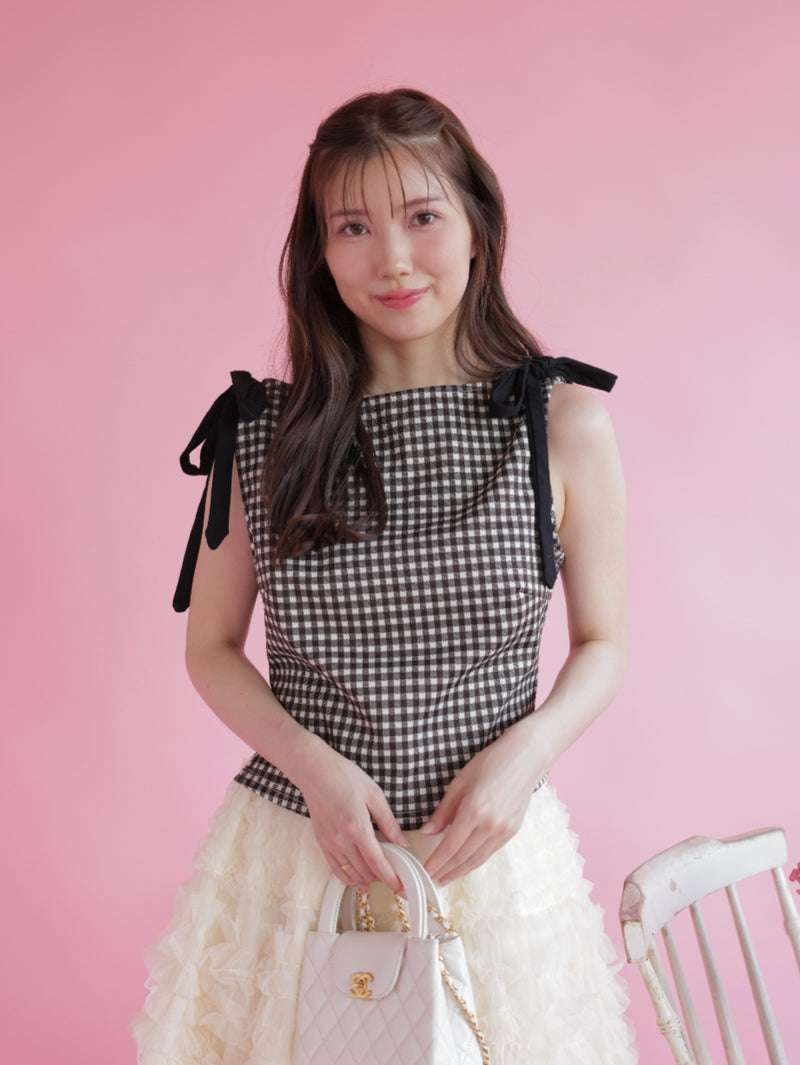 Gingham Ribbon Tops