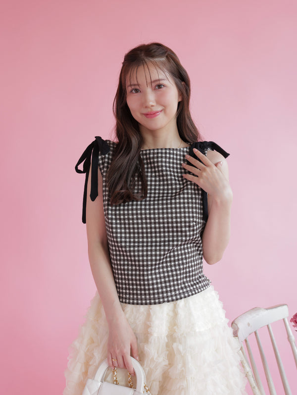 Gingham Ribbon Tops