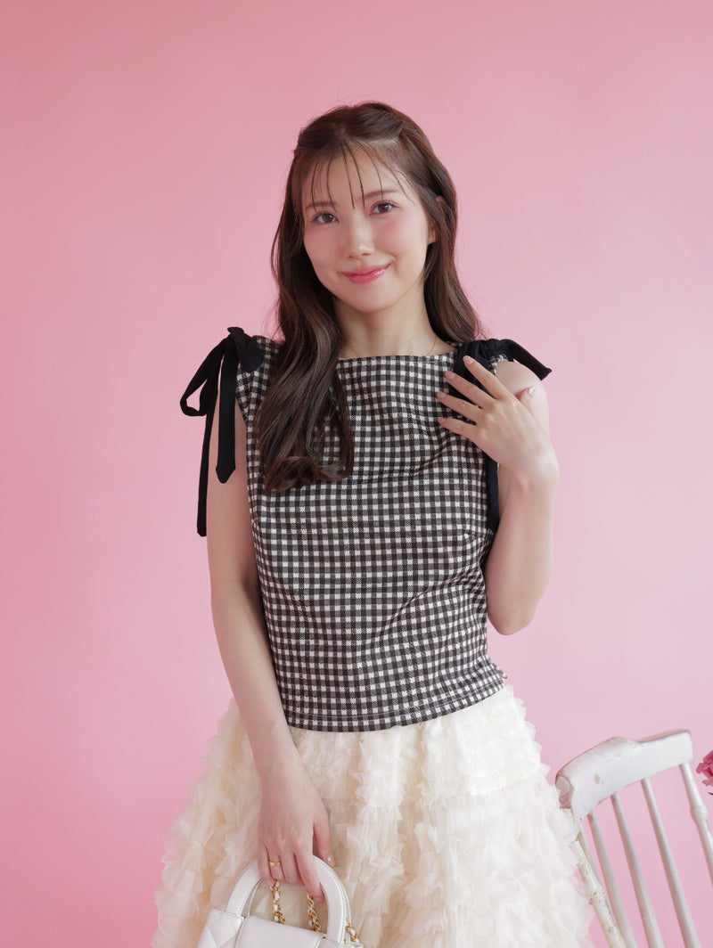 Gingham Ribbon Tops