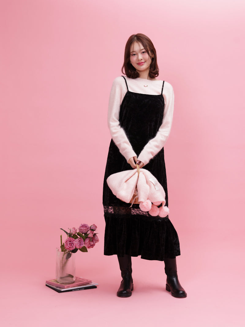 Frill Velour Cami Dress