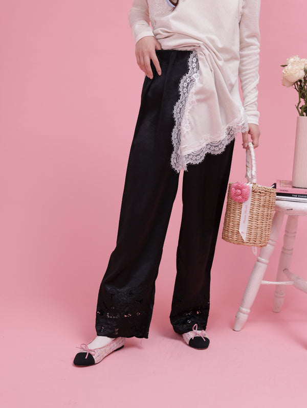 MAISON MARBLE Violette Satin Pants ブラック Bottoms – MAISON MARBLE