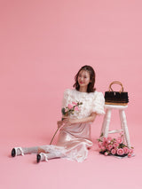 Back Ribbon Puff Blouse - MAISON MARBLE