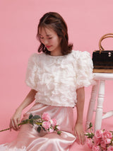 Back Ribbon Puff Blouse - MAISON MARBLE