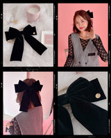 Big Velour Ribbon Barette - MAISON MARBLE