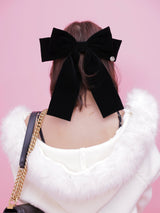 Big Velour Ribbon Barette - MAISON MARBLE