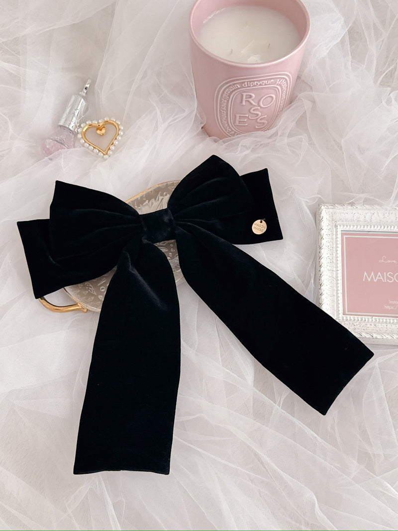 Big Velour Ribbon Barette - MAISON MARBLE