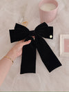 Big Velour Ribbon Barette - MAISON MARBLE