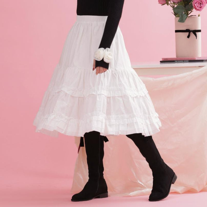 Blanc Frill Skirt - MAISON MARBLE