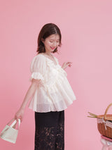 Chiffon Frill Blouse - MAISON MARBLE