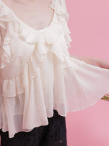 Chiffon Frill Blouse - MAISON MARBLE