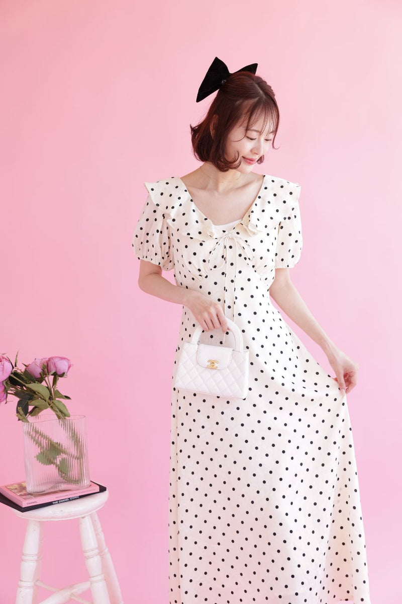 Classic Frill Dot Dress - MAISON MARBLE
