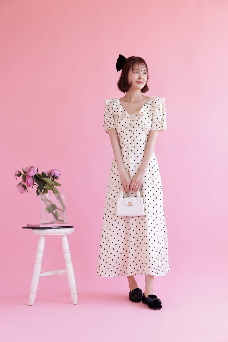 Classic Frill Dot Dress - MAISON MARBLE