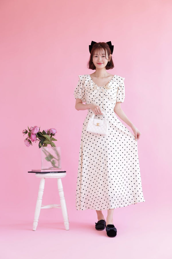 Classic Frill Dot Dress - MAISON MARBLE