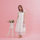 Cotton Lace Layered Dress - MAISON MARBLE