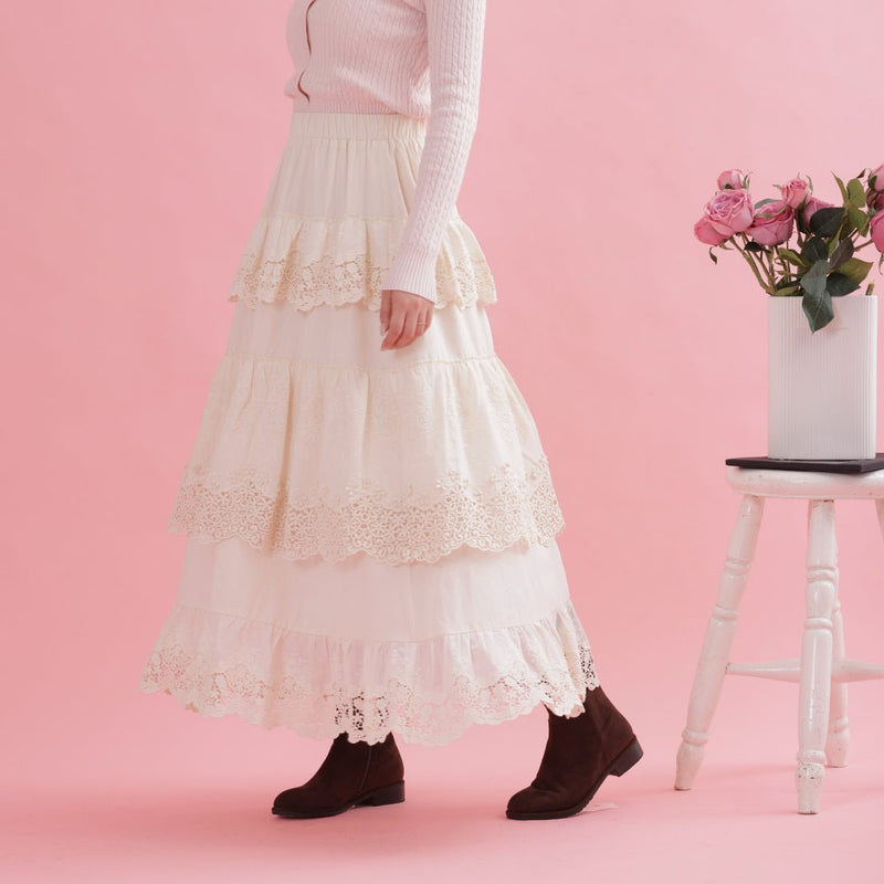 Cotton Lace Skirt - MAISON MARBLE