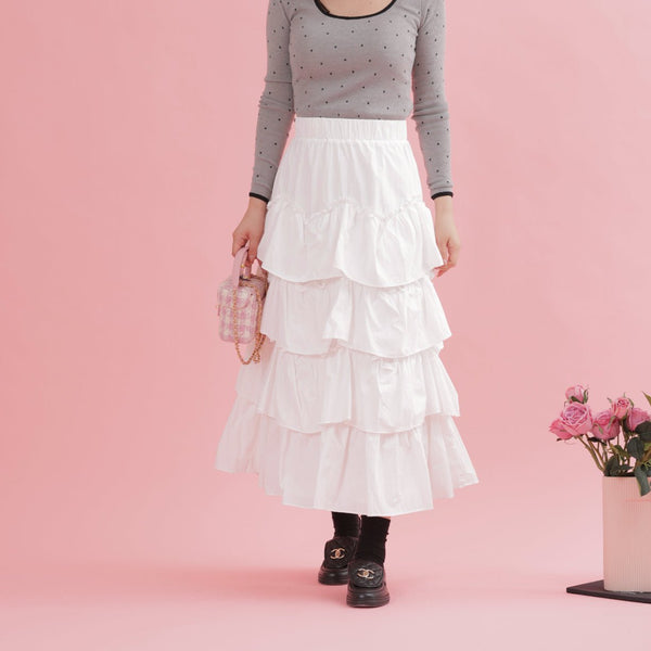 Cotton Layered Skirt - MAISON MARBLE